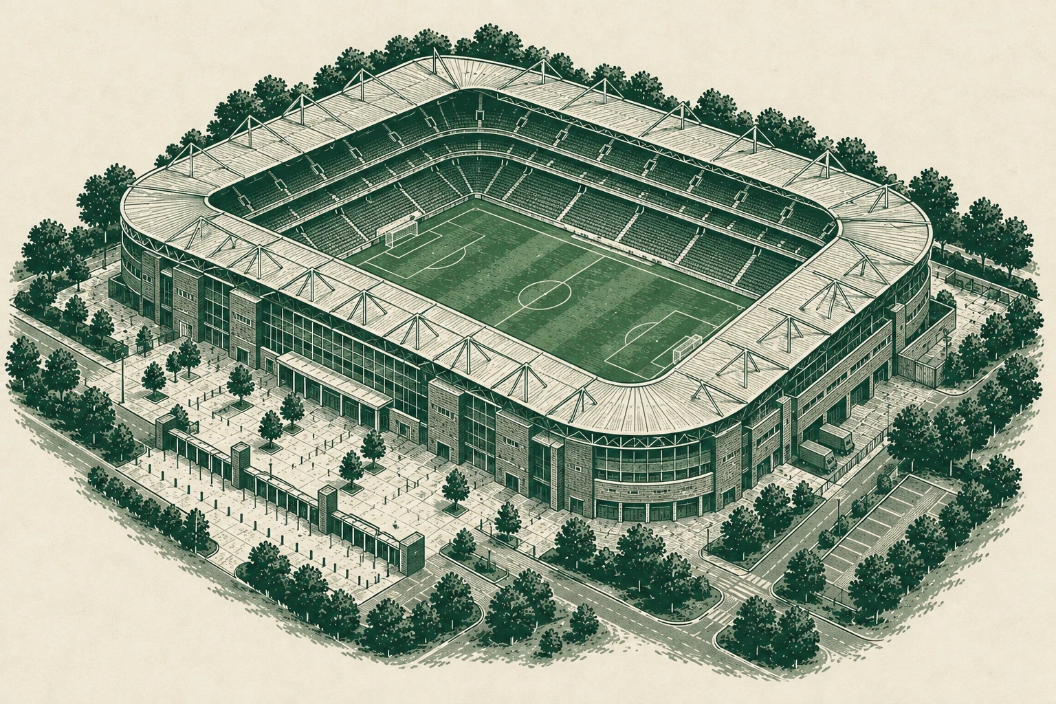 Illustrated football stadium from GAFFER